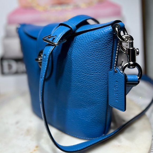 Coach New with card care Addie Crossbody Refined pebble leather Vivid Bl… - Picture 10 of 16